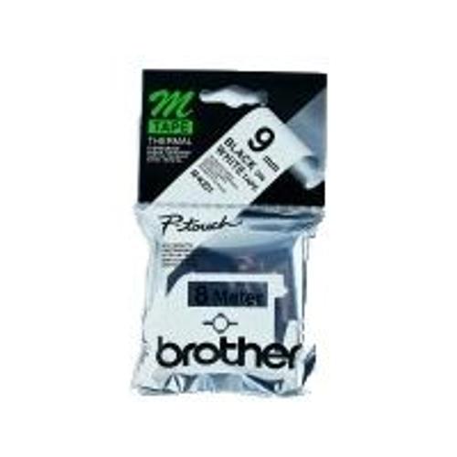 Brother M K221BZ Bande imprimante noir sur blanc ruban plastique Rouleau 0 9 cm x 8 m Consommable