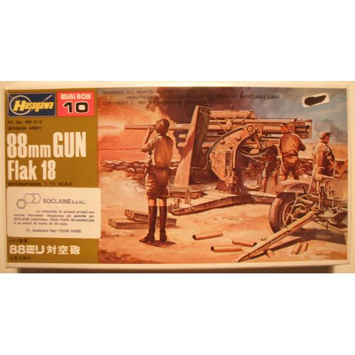 Maquette Ancienne Char Minibox 10 88 Mm Gun Flak 18 Ref Mb-010:250-Hasegawa