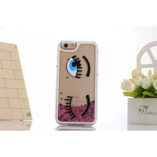 Coque Liquide Eyes Yeux Rose Pink Pailettes Etoiles Bling Diamant Stars Iphone 6 Plus (5"5)