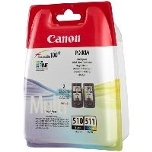 Canon PG-510 / CL-511 Multi pack - Pack de 2 - noir, couleur (cyan, magenta, jaune) - originale - cartouche d'encre - pour PIXMA MP230, MP237, MP252, MP258, MP270, MP280, MP282, MP499, MX350, MX360, MX410, MX420