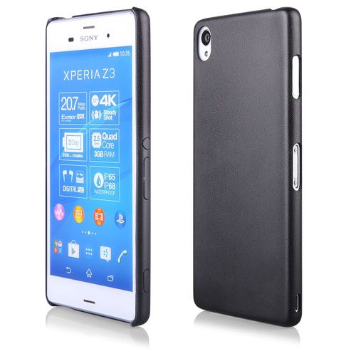 Coque Rigide Leather-Look Aspect Cuir Coloris Noir Pour Sony Xperia Z3 Plus