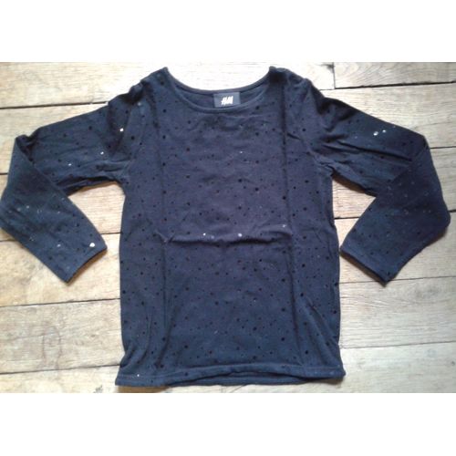 T-Shirt Manches Longues 4-6 Ans Noir Pailleté H&m