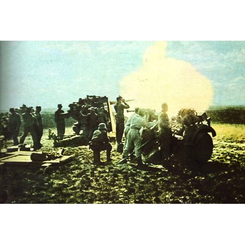 Ww2 - Batterie De Canons De 88 Mm Allemands En Action En Lybie