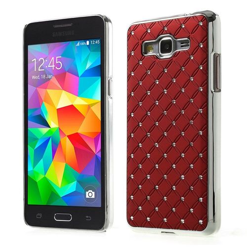 Coque Rigide Aspect Diamants Fond Rouge Samsung Galaxy Grand-Prime Sm-G530h