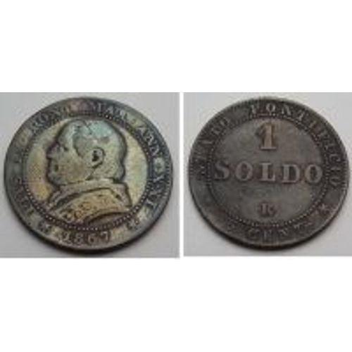 Cité Du Vatican = Pièce De 1 Soldo, Année 1867, Lettre R - Pie I X