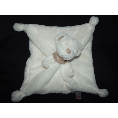 Doudou Plat Ours Ourson Simba Toys Benelux Kiabi Nicotoy Bandana Marron Beige /Crème/ Écru  Blanc Cassé Comfort Blanket Comforter Soft Toy Peluche  