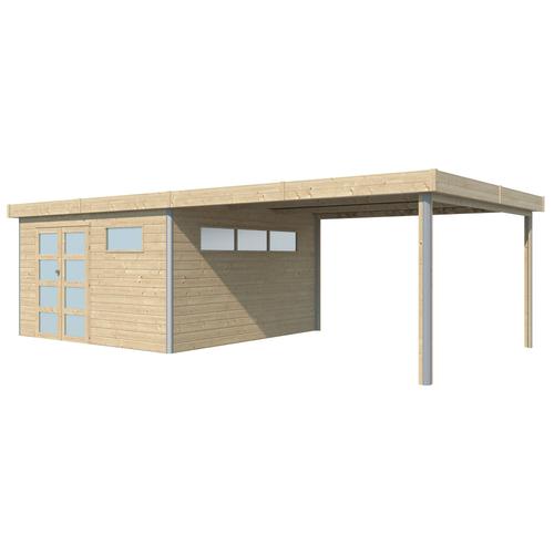 Chalet En Bois Profil Aluminium Contemporain Avec Extension 30.16 M² Avec Plancher + Gouttière