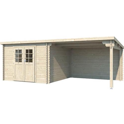 Abri De Jardin Toit Plat Avec Auvent En Bois 2,98 X 5,96 M