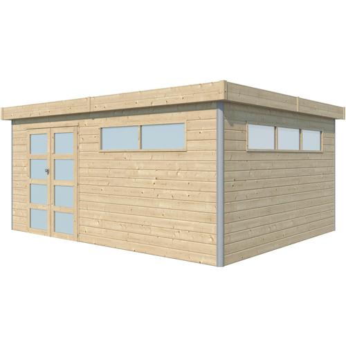 Chalet En Bois Profil Aluminium Contemporain 18.67 M² Avec Plancher