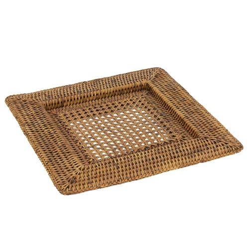 Dessous D'assiette En Rotin Antique Carrée