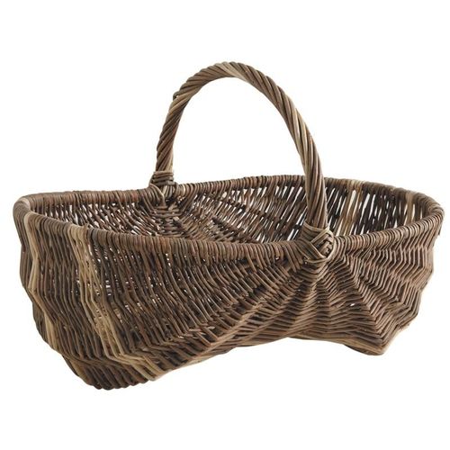 Panier bourguignon en osier brut et blanc 43 x 29 x 14-27 cm