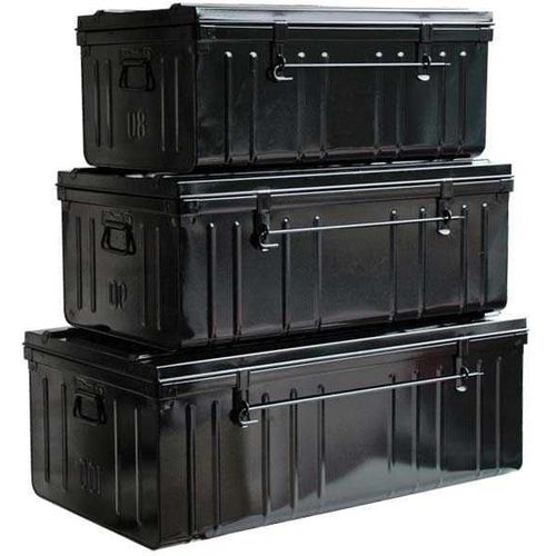 Cantine de rangement Premium en acier noir Lot de 3 : 130, 175 et 225 litres