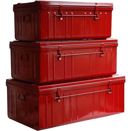 Cantine de rangement Premium en acier rouge Lot de 3 : 95, 130 et 175 litres