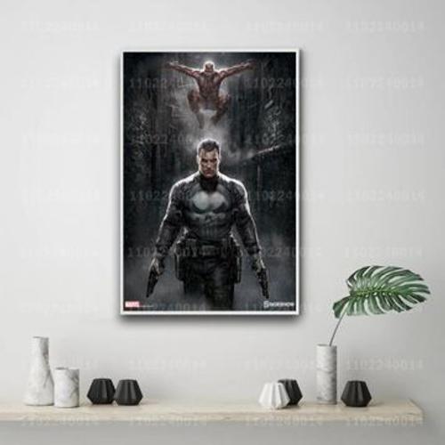 D¿¿cor d'affiche en toile de film Daredevil Punisher,mpression murale Poster pour salon chambre ¿¿ coucher d¿¿cor sans cadre(80*120cm)