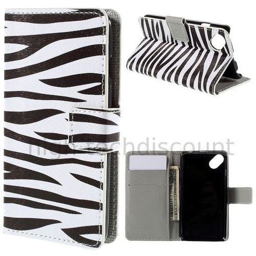 Housse Etui Coque Portefeuille Pu Cuir Pour Wiko Sunset 2 + Film Ecran - Zebre