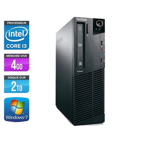 Lenovo ThinkCentre M81 SFF - Intel Core i3-2100 / 3.10 GHz - RAM 4 Go - HDD 2 To - DVDRW - GigaBit Ethernet - Windows 7 Professionnel