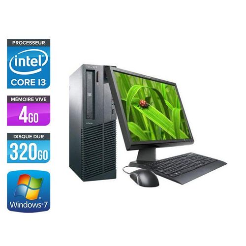 Lenovo ThinkCentre M81 SFF + Ecran 19'' - Intel Core i3-2100 / 3.10 GHz - RAM 4 Go - HDD 320 Go - DVDRW - GigaBit Ethernet - Windows 7 Professionnel