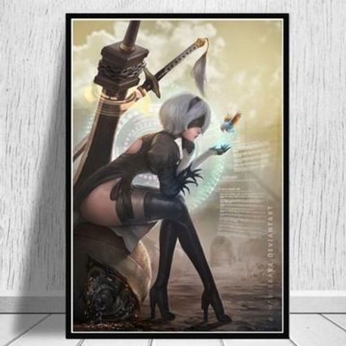 Affiche en toile Nier Automata impression murale Poster pour salon chambre à coucher décor sans cadre (80*120 cm)