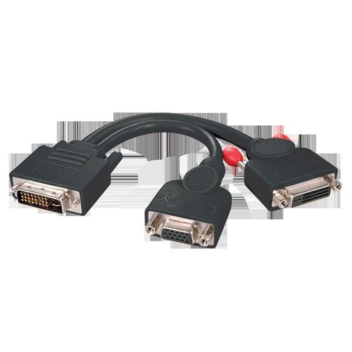 Lindy - Câble splitter DVI-I, VGA+ DVI-D Dual Link, noir