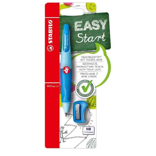 Stabilo Blister De 1 Easyergo 3.15 Version Droitier + 1 Taille-Crayon Bleu Clair / Bleu Foncé