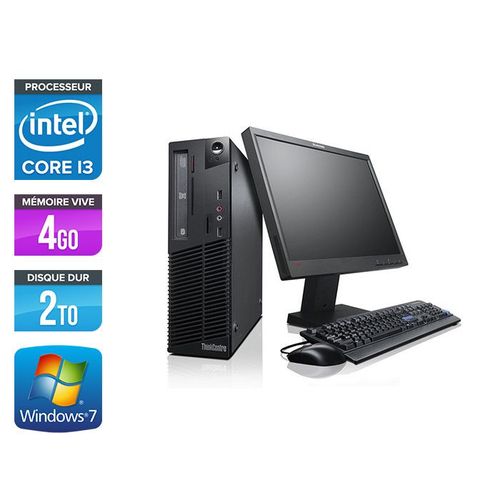 Lenovo ThinkCentre M81 SFF + Ecran 17'' - Intel Core i3-2100 / 3.10 GHz - RAM 4 Go - HDD 2 To - DVDRW - GigaBit Ethernet - Windows 7 Professionnel