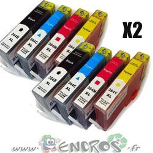 JET ENCRE- Eco Pack 8 Cartouches compatibles HP 364 XL