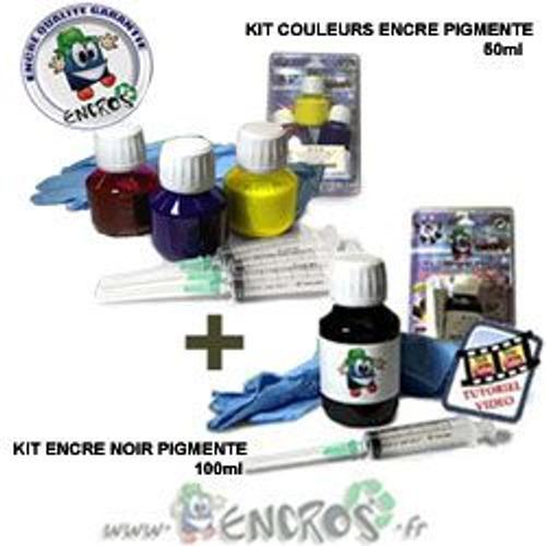 RECHARGE ENCRE- Pigmentée EPSON T0341 à T0344 Pack kits Encre Couleur + noir