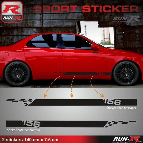 2 Stickers Alfa Romeo 156 - 140 Cm - Noir