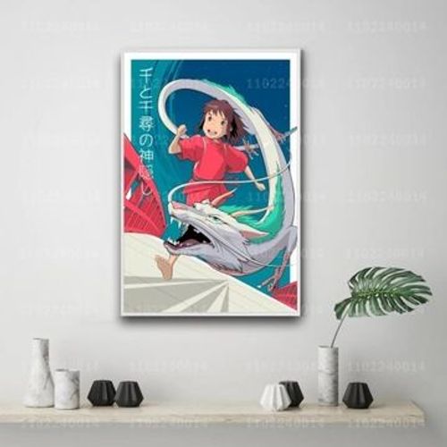 Affiche d¿¿corative sur toile dessin anim¿¿ Manga chihiro,mpression murale Poster pour salon chambre ¿¿ coucher d¿¿cor sans cadre(80*120cm)