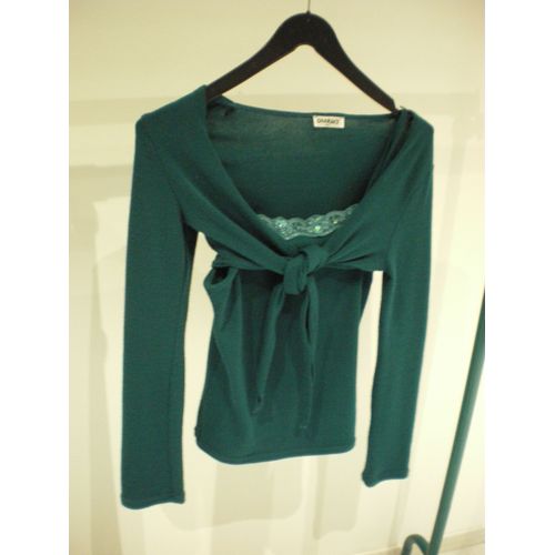Ensemble Debardeur + Gilet Cache Coeur Pour Femme Bleu Vert Taille Unique