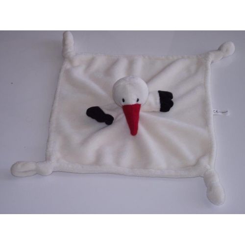 Doudou Inware Cigogne Oiseau Storch Plat Blanc 4 Noeuds