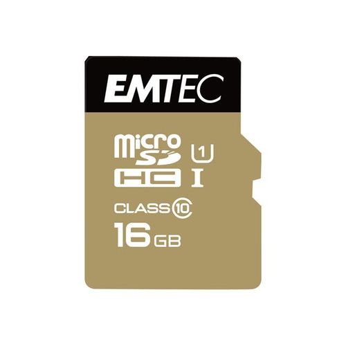 EMTEC Gold+ - Carte mémoire flash (adaptateur SD inclus(e)) - 16 Go - Class 10 - micro SD - or