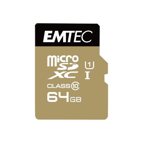 EMTEC Gold+ - Carte mémoire flash (adaptateur SD inclus(e)) - 64 Go - Class 10 - micro SD - or