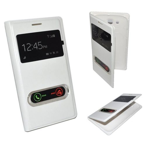 Housse Etui Coque Etui À Rabat View Cache Batterie Blanc Pour Samsung Galaxy Grand Prime Ve G531