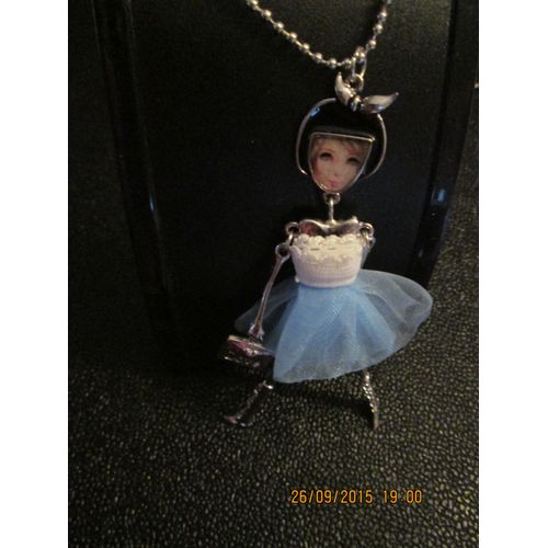 Sautoir Bijoux Collier  Poupee Bleu