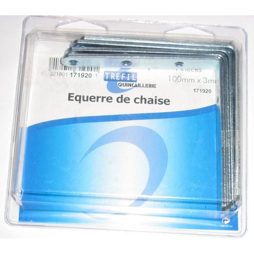 Lot de 4 Equerres pour fixer tablette ou meubles - Longueur 10 cm largeur 1.5 cm
