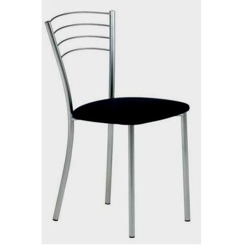 Chaise Salon Modern Cuisine Bureau Design Fixe Acier  Epoxy Grise Assise Multi  Tout Usage Solide Metal Siege Tissu Noir Rembourre