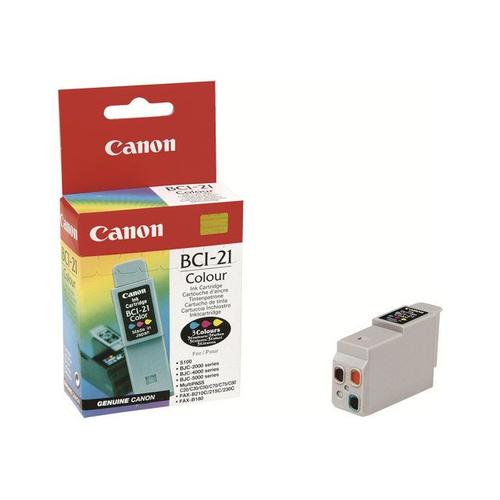 Canon BCI-21 - Jaune, cyan, magenta - originale - réservoir d'encre - pour BJ-S100; BJC-2000, 2100, 4000, 4100, 4200, 4400, 4550, 4650, 5000, 5100, 5500; FAX B180