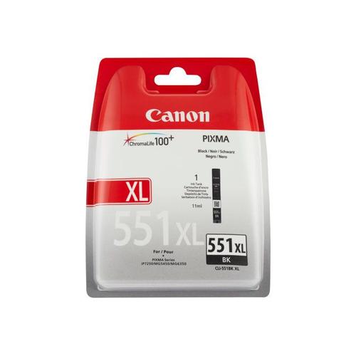 Canon CLI-551BK XL - À rendement élevé - noir - originale - réservoir d'encre - pour PIXMA iP8750, iX6850, MG5550, MG5650, MG5655, MG6450, MG6650, MG7150, MG7550, MX725, MX925