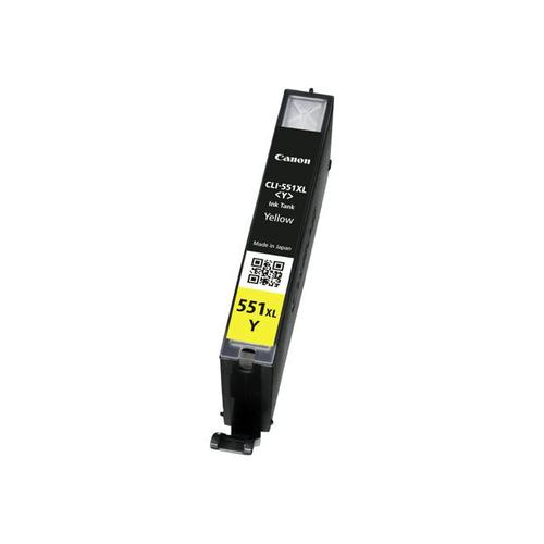 Canon CLI-551Y XL - À rendement élevé - jaune - originale - réservoir d'encre - pour PIXMA iP8750, iX6850, MG5550, MG5650, MG5655, MG6450, MG6650, MG7150, MG7550, MX725, MX925