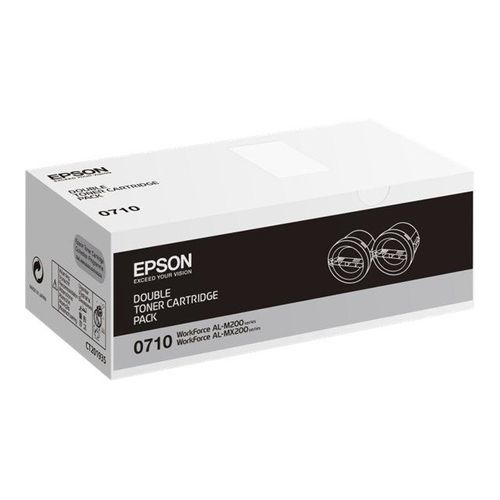 Epson 0710 - Pack de 2 - haute capacité - noir - originale - cartouche de toner - pour WorkForce AL-M200DN, AL-M200DN Double pack bundle ETD, AL-M200DW, AL-MX200DNF, AL-MX200DWF