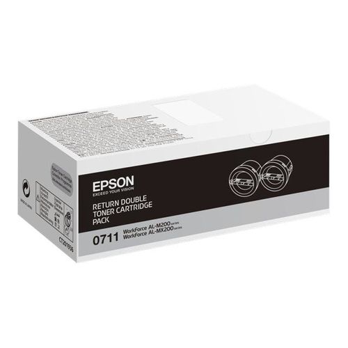 Epson 0711 - Pack de 2 - haute capacité - noir - originale - cartouche de toner Epson Return Program - pour WorkForce AL-M200DN, AL-M200DN Double pack bundle ETD, AL-M200DW, AL-MX200DNF...
