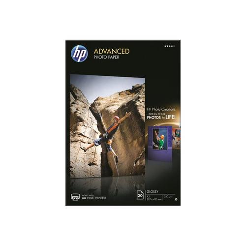 HP Advanced Photo Paper Q8697A  - Papier photo brillant - A3 (297 x 420 mm) - 250 g/m2 - 20 feuille(s)