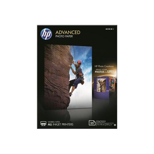 HP Advanced Glossy Photo Paper - Papier photo brillant - 130 x 180 mm 25 feuille(s) - pour Deskjet 2050 J510; Officejet 6000 E609; PageWide MFP 377; PageWide Pro 452