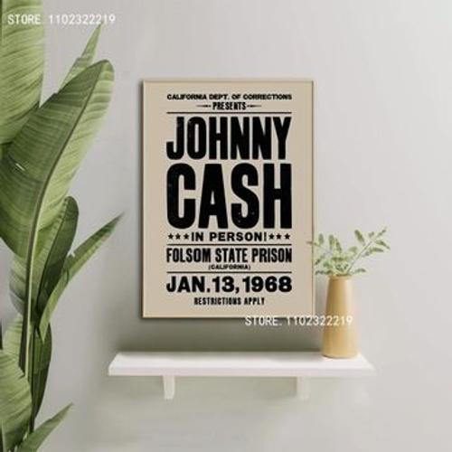 Johnny Cash Toile Affiche Chanteur Affiche n,mpression murale Poster pour salon chambre ¿¿ coucher d¿¿cor sans cadre(90*130cm)