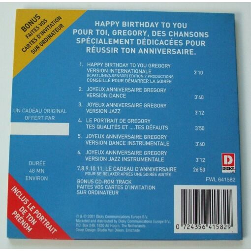 Joyeux Anniversaire Gregory Cd Rakuten