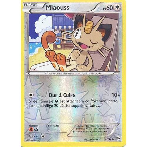 Carte Pokémon 61/98 Miaouss Holo Reverse Origines Antiques- Vf 