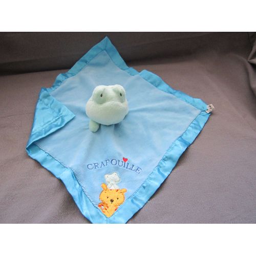 Doudou Grenouille Plat Turquoise Crapouille Sandy