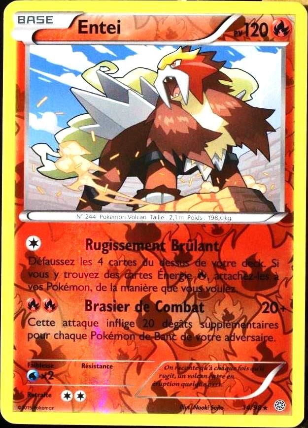 Carte Pokémon 14/98 Entei 120 Pv - Reverse Xy07 - Origines Antiques Neuf Fr