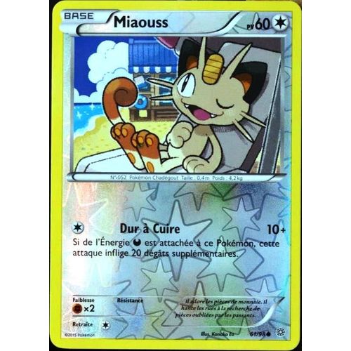 Carte Pokémon 61/98 Miaouss 60 Pv - Reverse Xy07 - Origines Antiques Neuf Fr